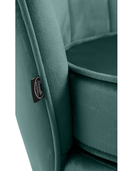 Fauteuil de table original arrondi en Velours Vert Métal Doré Alisven - 2