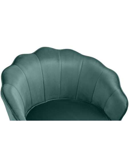 Fauteuil de table original arrondi en Velours Vert Métal Doré Alisven - 3