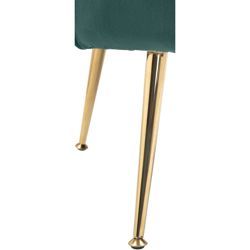 Fauteuil de table original arrondi en Velours Vert Métal Doré Alisven - 5