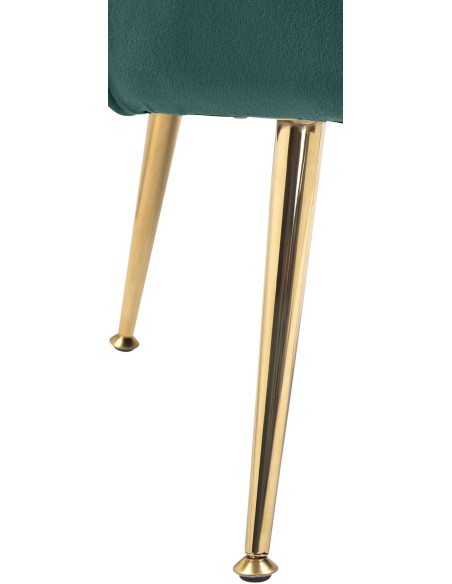 Fauteuil de table original arrondi en Velours Vert Métal Doré Alisven - 5