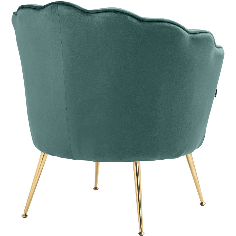 Fauteuil de table original arrondi en Velours Vert Métal Doré Alisven - 6