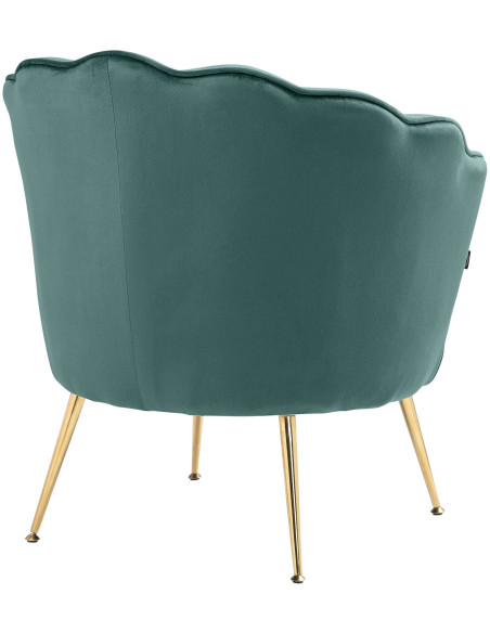 Fauteuil de table original arrondi en Velours Vert Métal Doré Alisven - 6