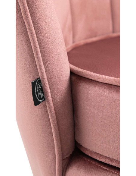 Fauteuil de table original arrondi en Velours Rose Métal Doré Alisven - 2