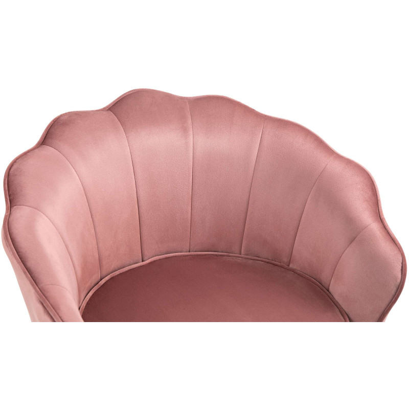 Fauteuil de table original arrondi en Velours Rose Métal Doré Alisven - 3