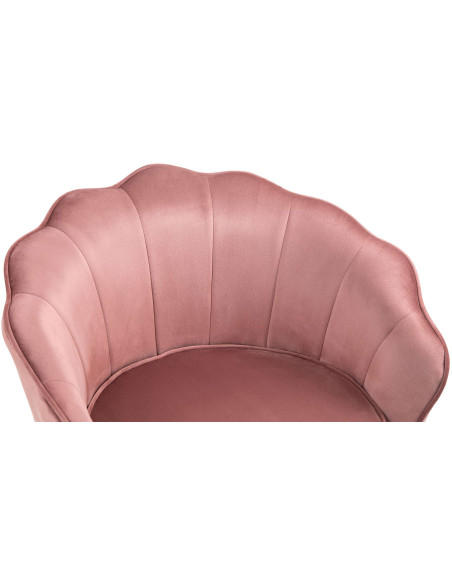Fauteuil de table original arrondi en Velours Rose Métal Doré Alisven - 3