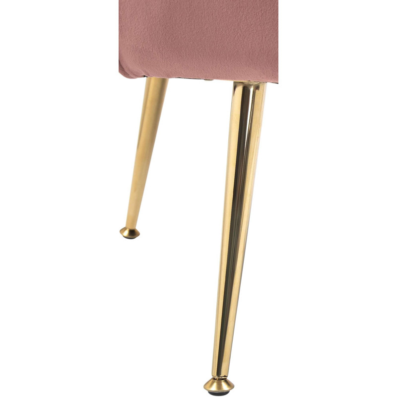 Fauteuil de table original arrondi en Velours Rose Métal Doré Alisven - 5