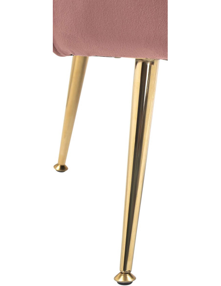 Fauteuil de table original arrondi en Velours Rose Métal Doré Alisven - 5