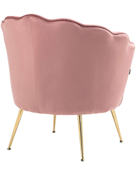 Fauteuil de table original arrondi en Velours Rose Métal Doré Alisven - 6