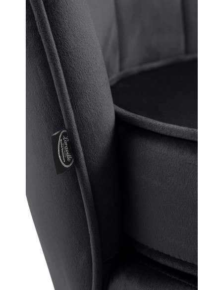 Fauteuil de table original arrondi en Velours Noir Métal Doré Alisven - 2