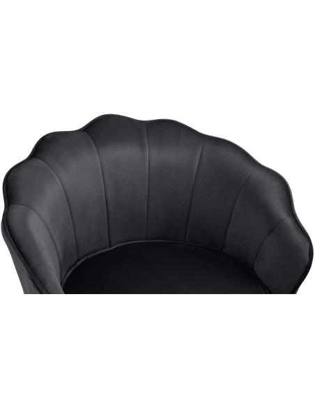 Fauteuil de table original arrondi en Velours Noir Métal Doré Alisven - 3