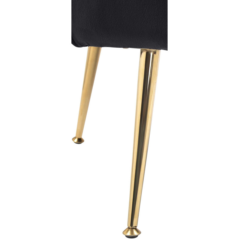 Fauteuil de table original arrondi en Velours Noir Métal Doré Alisven - 5
