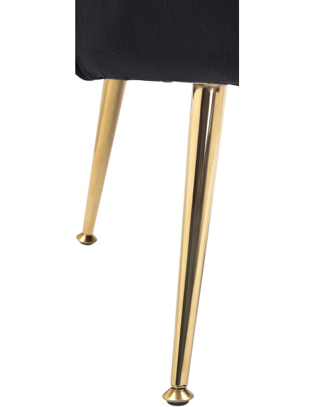 Fauteuil de table original arrondi en Velours Noir Métal Doré Alisven - 5