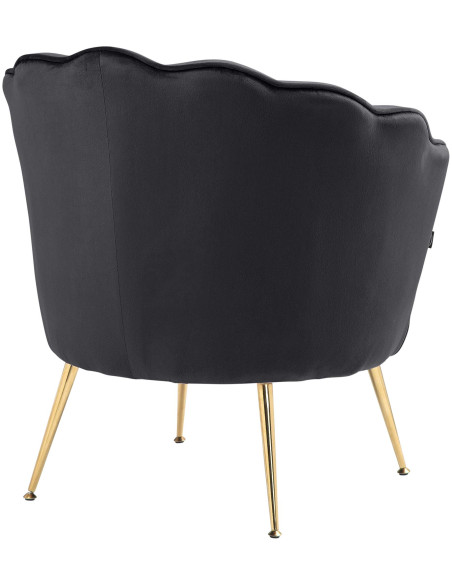 Fauteuil de table original arrondi en Velours Noir Métal Doré Alisven - 6
