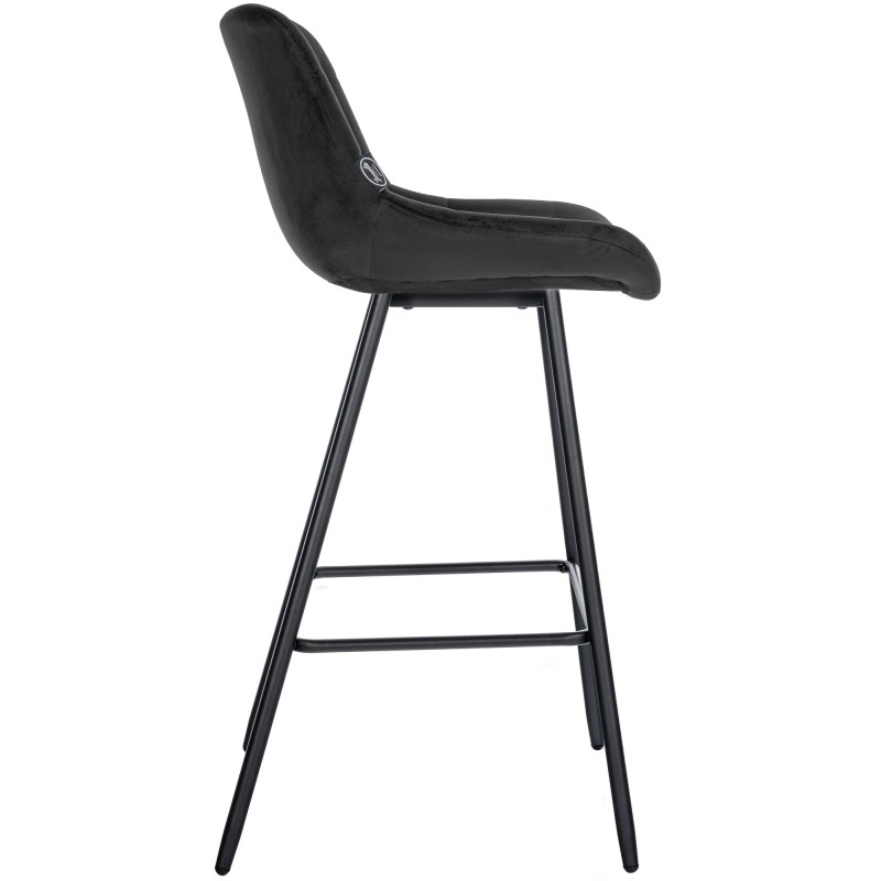 Tabouret de bar moderne chic en Velours Noir Métal Noir Cerian - 4