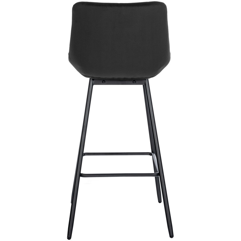 Tabouret de bar moderne chic en Velours Noir Métal Noir Cerian - 5