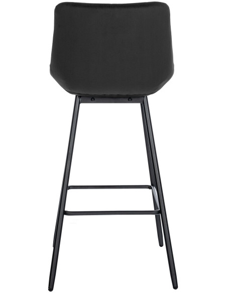 Tabouret de bar moderne chic en Velours Noir Métal Noir Cerian - 5