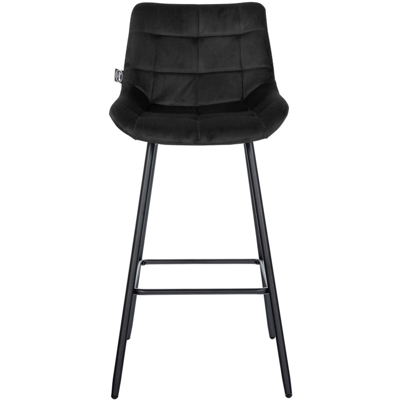 Tabouret de bar moderne chic en Velours Noir Métal Noir Cerian - 2