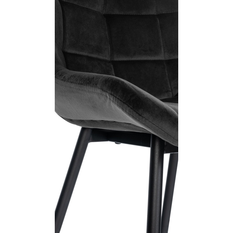 Tabouret de bar moderne chic en Velours Noir Métal Noir Cerian - 6