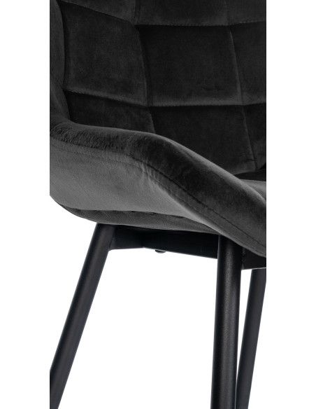 Tabouret de bar moderne chic en Velours Noir Métal Noir Cerian - 6