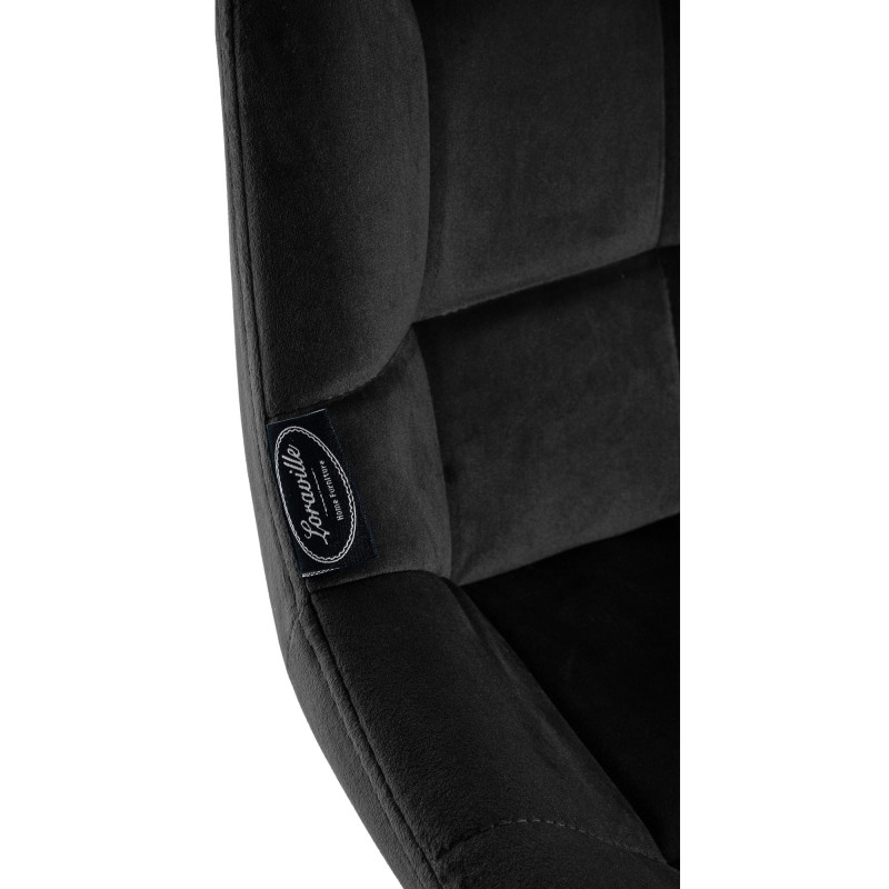 Tabouret de bar moderne chic en Velours Noir Métal Noir Cerian - 7