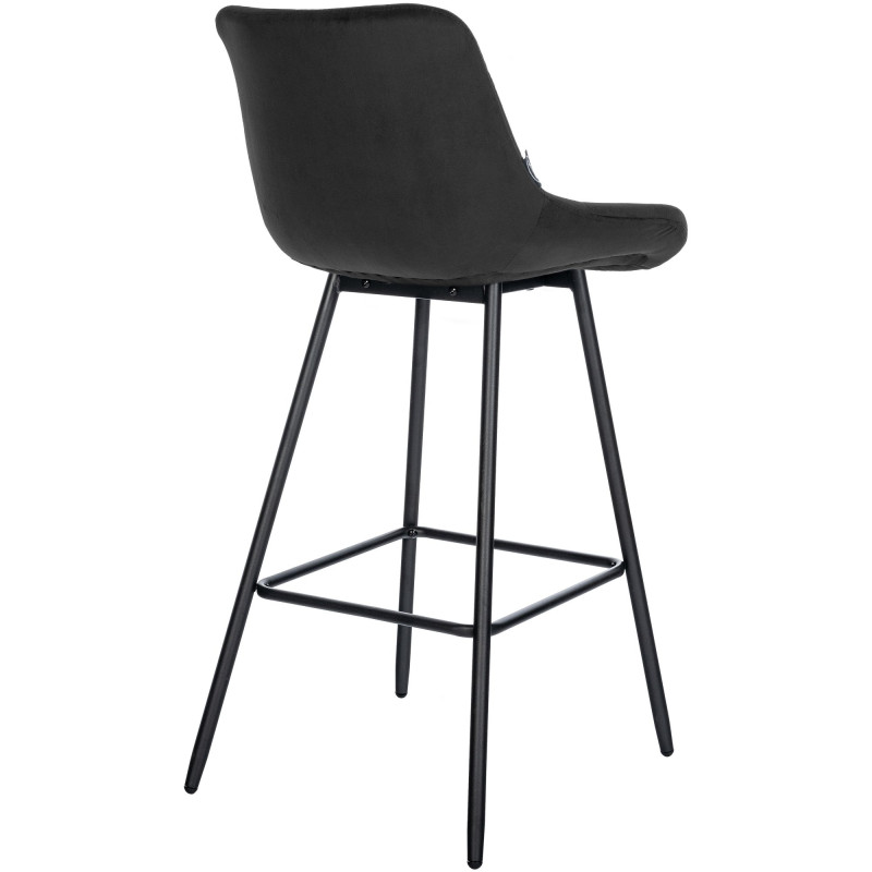 Tabouret de bar moderne chic en Velours Noir Métal Noir Cerian - 3