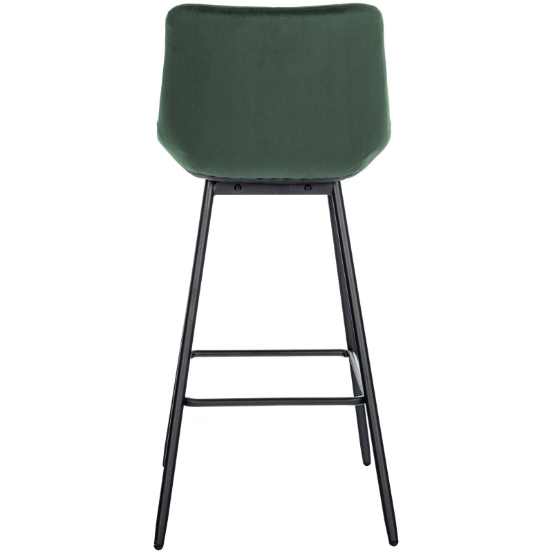 Tabouret de bar moderne chic en Velours Vert foncé Métal Noir Cerian - 3