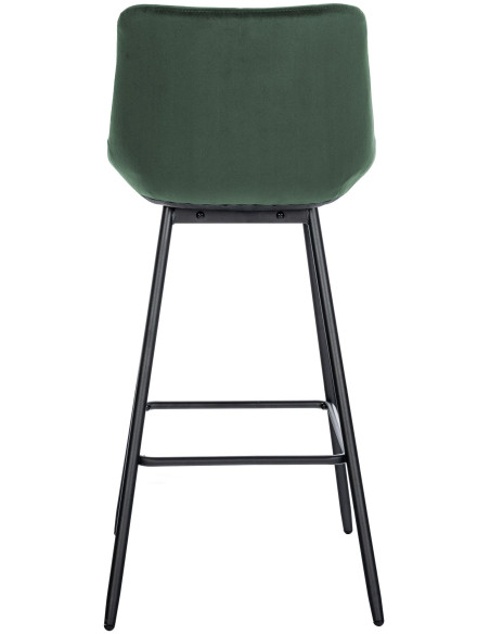 Tabouret de bar moderne chic en Velours Vert foncé Métal Noir Cerian - 3