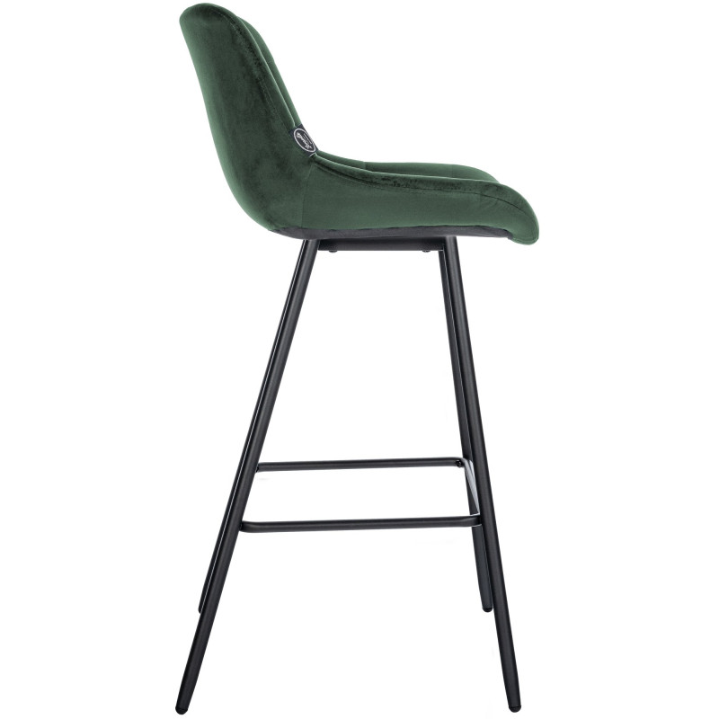 Tabouret de bar moderne chic en Velours Vert foncé Métal Noir Cerian - 4