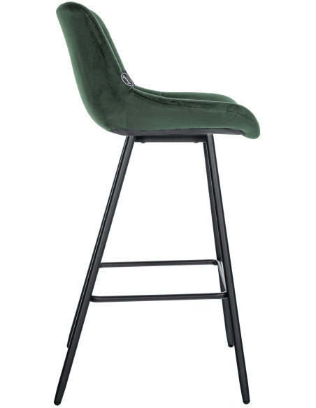Tabouret de bar moderne chic en Velours Vert foncé Métal Noir Cerian - 4