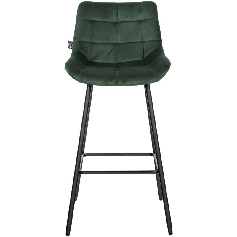 Tabouret de bar moderne chic en Velours Vert foncé Métal Noir Cerian - 2