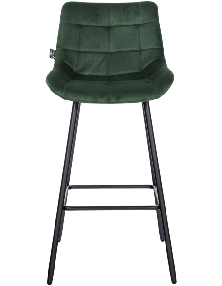 Tabouret de bar moderne chic en Velours Vert foncé Métal Noir Cerian - 2