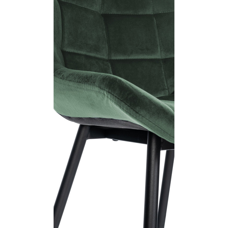 Tabouret de bar moderne chic en Velours Vert foncé Métal Noir Cerian - 6