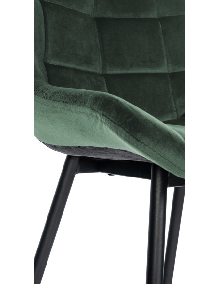 Tabouret de bar moderne chic en Velours Vert foncé Métal Noir Cerian - 6