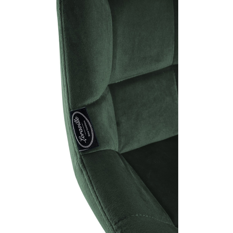 Tabouret de bar moderne chic en Velours Vert foncé Métal Noir Cerian - 7