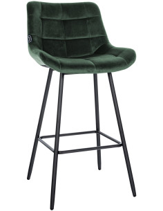 Tabouret de bar moderne chic en Velours Vert foncé Métal Noir Cerian - 1
