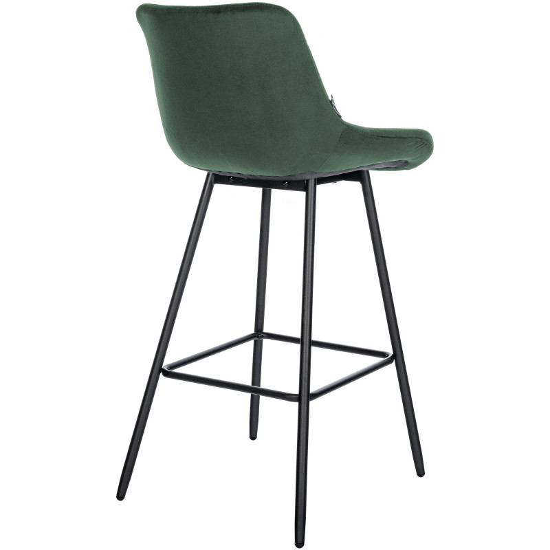 Tabouret de bar moderne chic en Velours Vert foncé Métal Noir Cerian - 5
