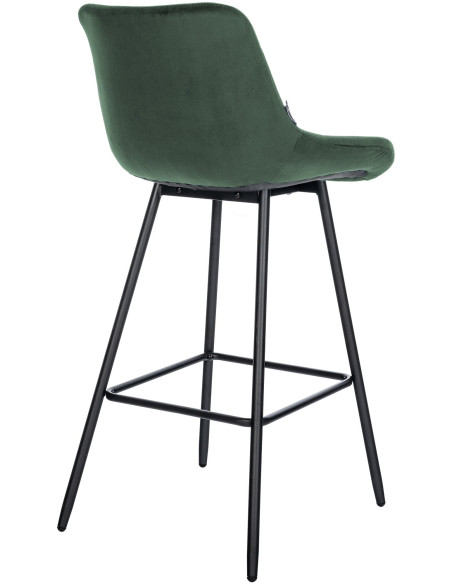 Tabouret de bar moderne chic en Velours Vert foncé Métal Noir Cerian - 5