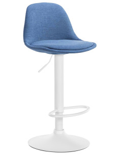 Tabouret de bar moderne en Tissu Bleu Métal Blanc Harvio - 1