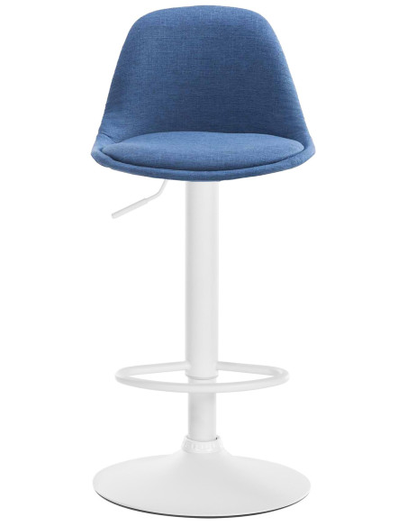 Tabouret de bar moderne en Tissu Bleu Métal Blanc Harvio - 3