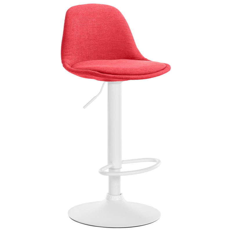 Tabouret de bar moderne en Tissu Rouge Métal Blanc Harvio - 1