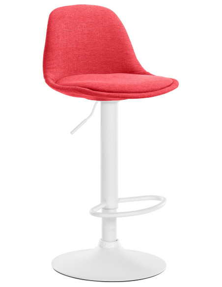 Tabouret de bar moderne en Tissu Rouge Métal Blanc Harvio - 1