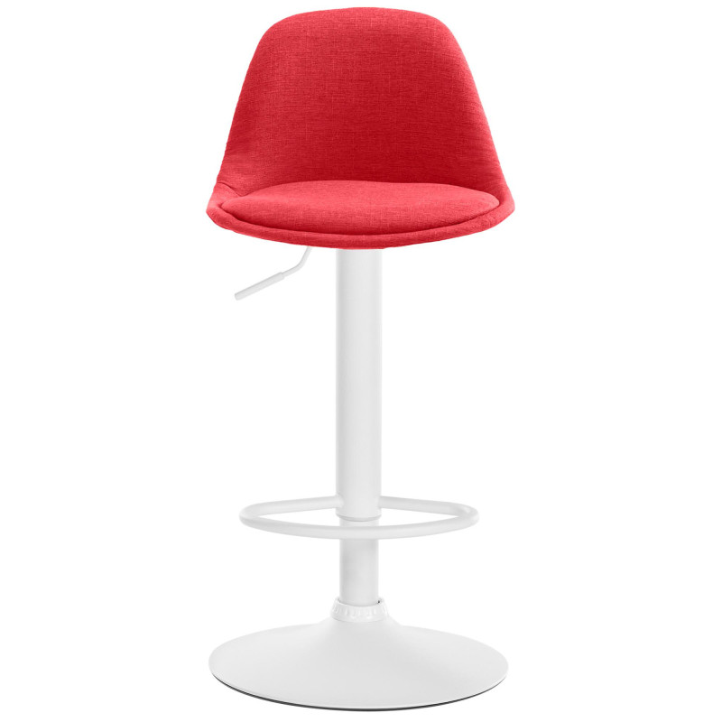 Tabouret de bar moderne en Tissu Rouge Métal Blanc Harvio - 3