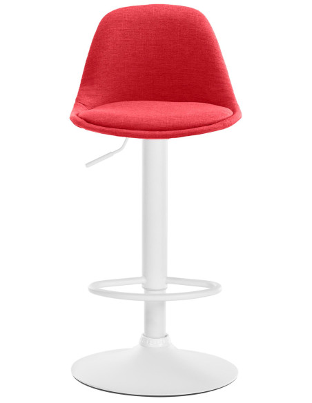 Tabouret de bar moderne en Tissu Rouge Métal Blanc Harvio - 3