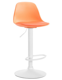 Tabouret de bar moderne en Polypropylène Orange Polyuréthane Orange Métal Blanc Harvio - 1