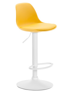 Tabouret de bar moderne en Polypropylène Jaune Polyuréthane Jaune Métal Blanc Harvio - 1
