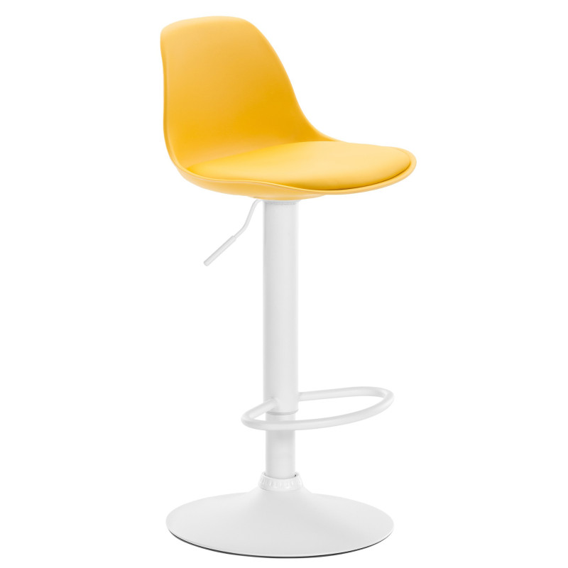 Tabouret de bar moderne en Polypropylène Jaune Polyuréthane Jaune Métal Blanc Harvio - 1