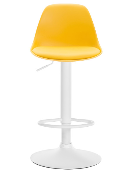 Tabouret de bar moderne en Polypropylène Jaune Polyuréthane Jaune Métal Blanc Harvio - 3
