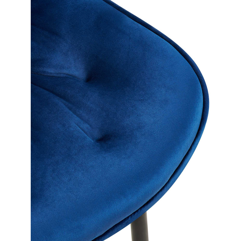 Chaise moderne capitonnée en Velours Bleu Métal Noir Noryssa - 6