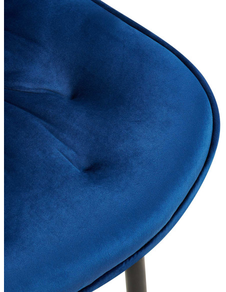 Chaise moderne capitonnée en Velours Bleu Métal Noir Noryssa - 6
