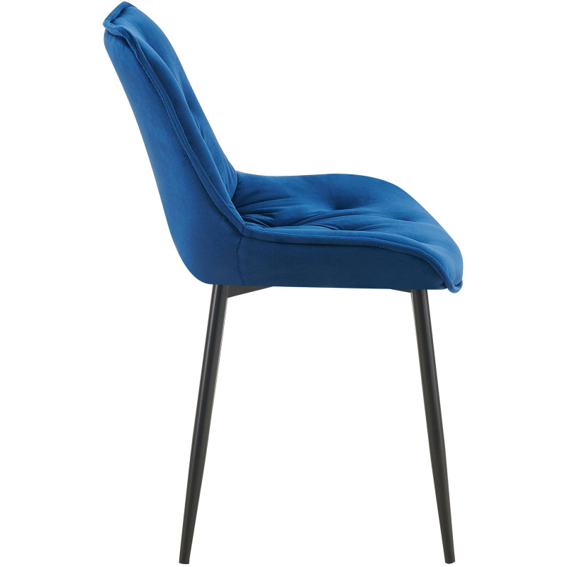 Chaise moderne capitonnée en Velours Bleu Métal Noir Noryssa - 5